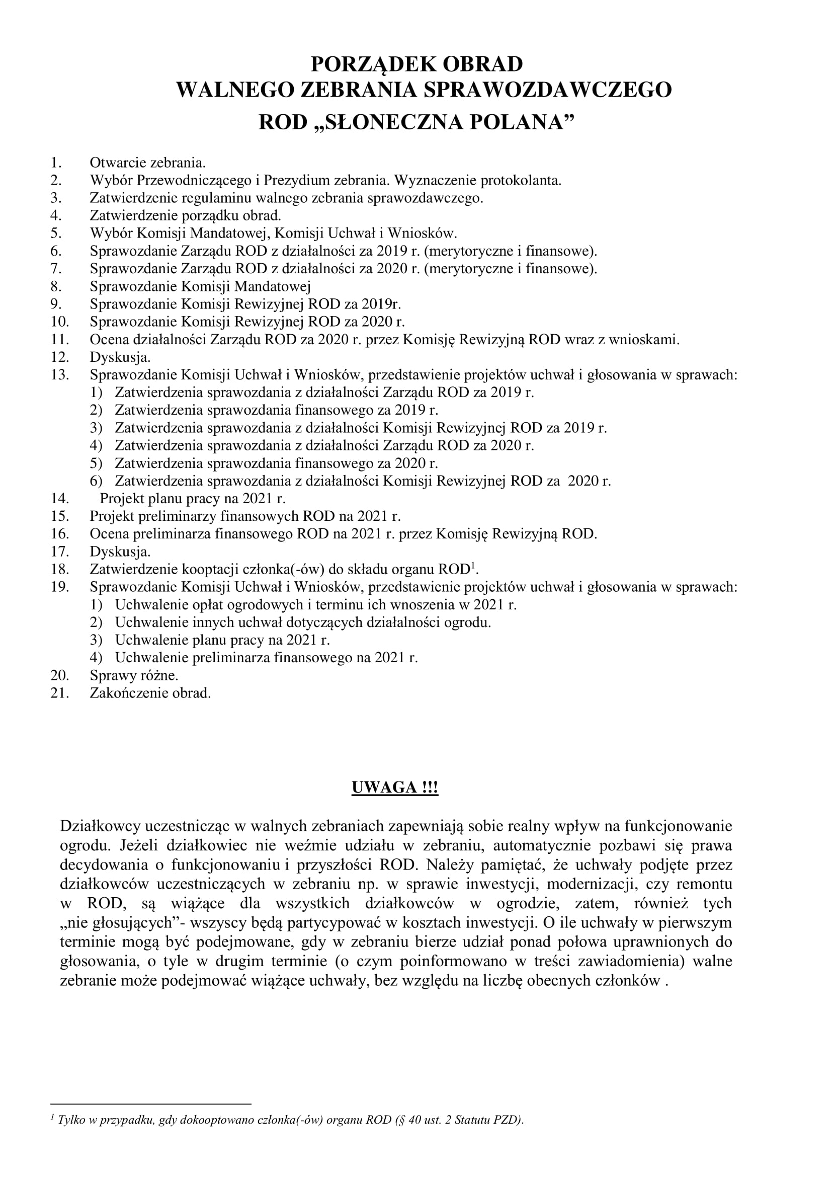 Zaproszenie na Walne Zebranie Sprawozdawcze 2