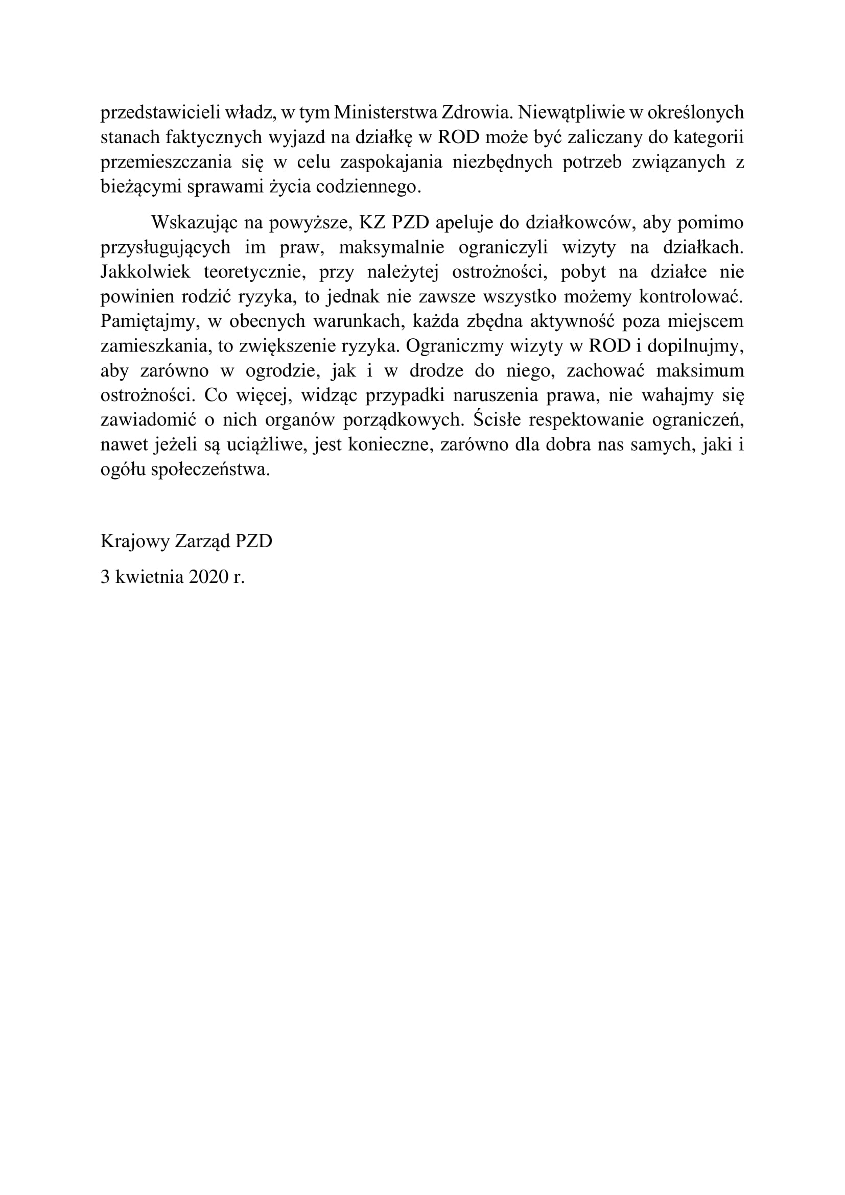 Komunikat kz pzd z 3.04.2020 2