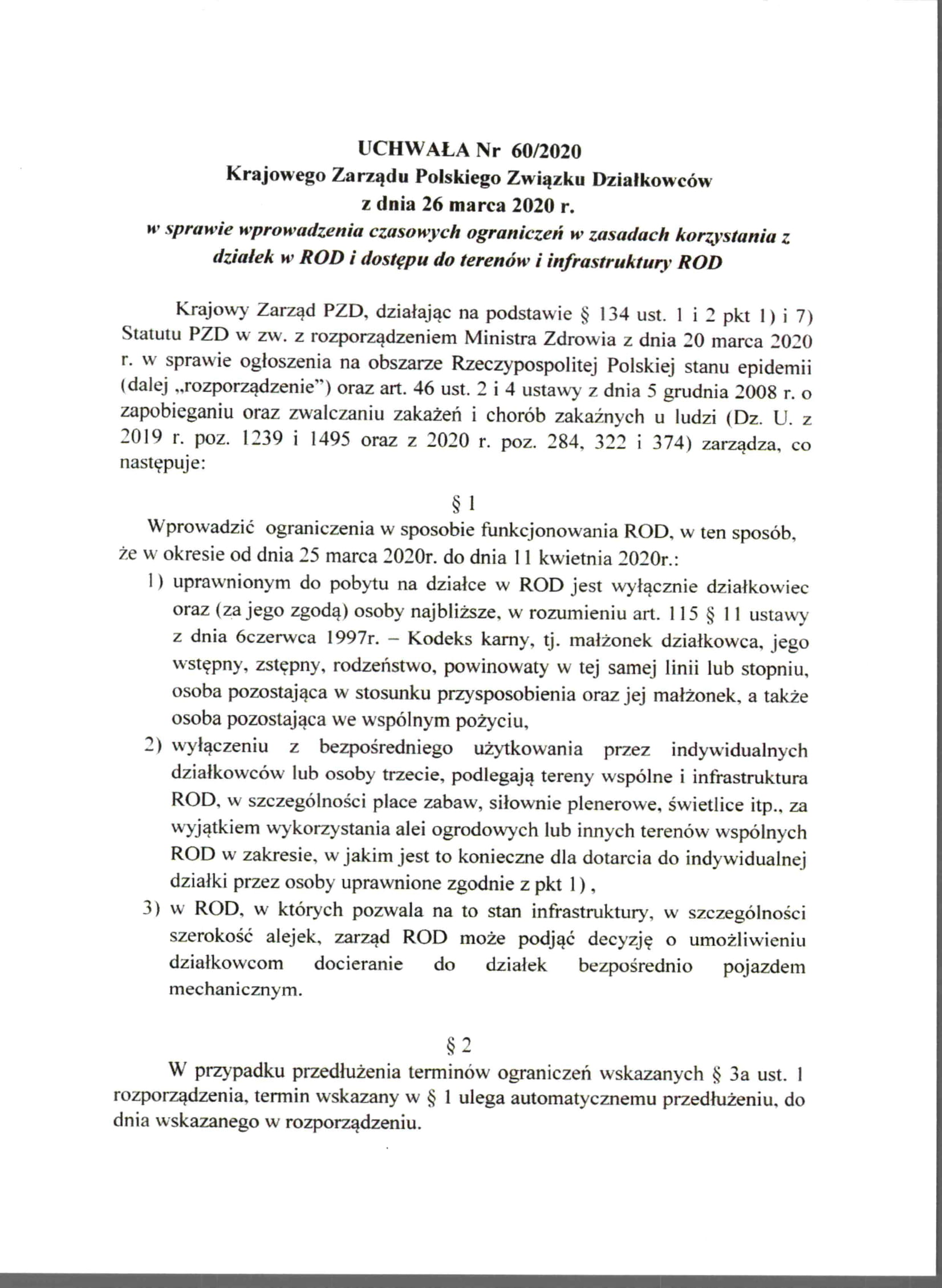 uchwala nr 60.2020 KZ PZD z dnia 26.03.2020 r. 1