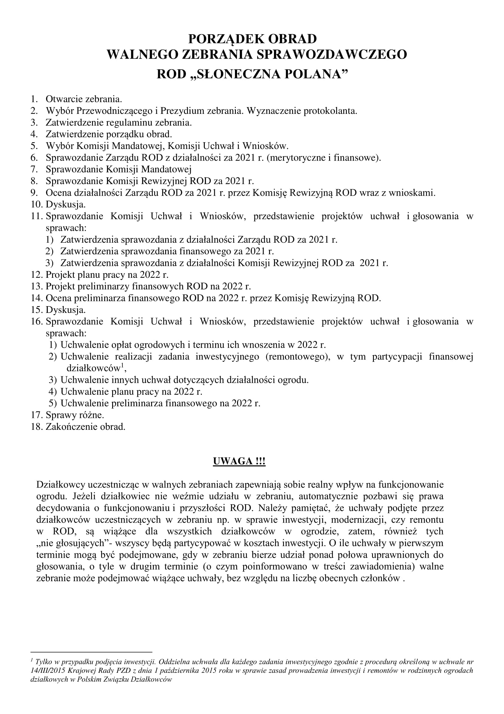 Zaproszenie na Walne Zebranie Sprawozdawcze 2